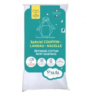P'tit lit Prot&egrave;ge Matelas B&eacute;b&eacute; Couffin - Landeau - Nacelle Al&egrave;se Anti Acariens et Imperm&eacute;able - Bouclette 100% coton
