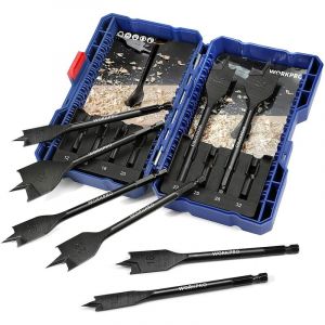 Workpro - M&egrave;che &agrave; Bois Plate 8 Pi&egrave;ces avec Tige Hexagonale de 1/4'' de Changement Rapide, M&egrave;ches Plates en Acier au Carbone de Qualit&eacute; &Oslash;12, 16, 18,