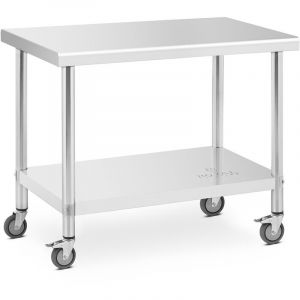 Royal Catering Table de travail à roulettes inox 60 x 100 cm 155 kg