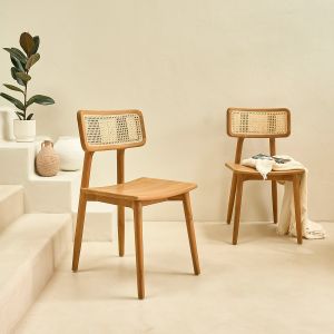 Image de Bois Dessus Bois Dessous Lot de 2 chaises en teck massif et cannage