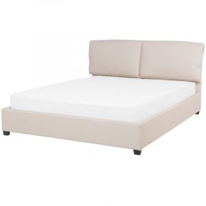 Beliani Lit double 140 x 200 cm en tissu beige BELFORT