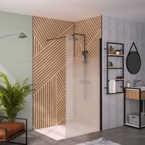 Kinedo Paroi de douche Solo 6+ s&eacute;rigraphie Cosmos xl 80cm profil&eacute; Noir mat