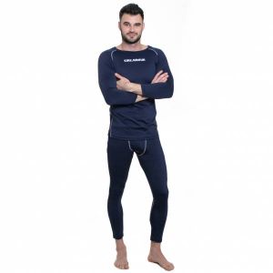 KIRKJUB&Oslash;UR "Hafjall" Hommes Set sous-v&ecirc;tements thermo 2 pi&egrave;ces bleu
