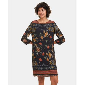 Image de Desigual Robe à manches 3/4 et imprimé ornemental Noir - Taille 38