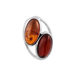 Cleor Pendentifs Pendentif en Argent 925/1000 Blanc et Ambre Orange Femme - Couleur 36 - Taille multicolor