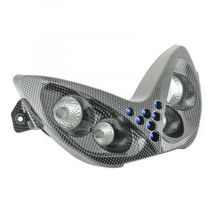 Image de TNT Double optique carbone lampe halogène LED bleu scooter MBK 50 Nitro phare avant