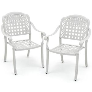 Chaises de terrasse Coast Cast Aluminium Lot de 2 - empilables avec accoudoirs - 66 x 62 x 90 cm - blanc