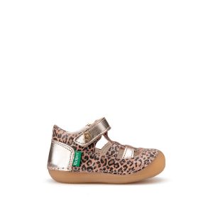 Kickers Sandales cuir Sushy Léopard Beige - Taille 18;19;20;21;22;23;24;25;26;27