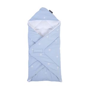 Childhome Couverture d'emmaillotage bébé mousseline fleur bleu blanc