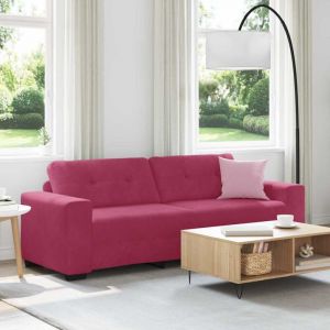 VidaXL Sofa 3 places avec coussin Rouge bordeaux Velours
