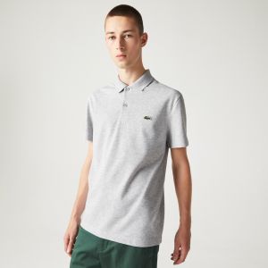 Image de Lacoste Polo homme regular fit en coton biologique stretch Taille M Gris Chin&eacute;
