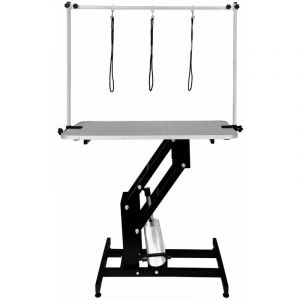 Monster shop Table Noire de Toilettage Hydraulique avec Plateau Gris