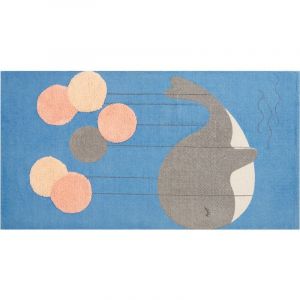 Image de Beliani Tapis Chambre d'Enfant Motif Baleine 80 x 150 cm en Coton Bleu Balabang
