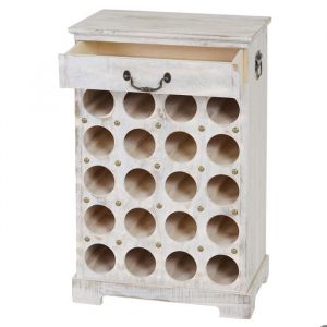 Décoshop26 Armoire bar à vins rangement bouteilles étagère jusqu'à 20 bouteilles 76x48x31cm style vintage en bois blanc vieilli 040004319