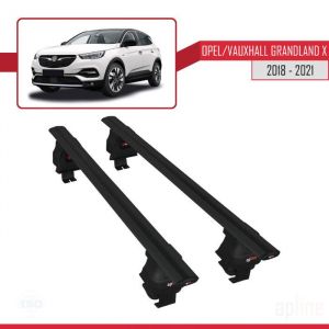 Accessorypart Compatible avec Opel Grandland X 2018-2021 ACE-4 Barres de Toit Railing Porte-Bagages de Voiture Noir Aluminium 2 Barres