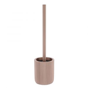 Tendance Brosse WC avec support en résine striée Cappuccino