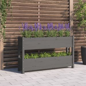 VidaXL Jardinière Gris 112x25x66 cm Bois massif de pin