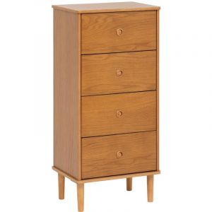 Pegane Chiffonnier, meuble de rangement avec 4 tiroirs en bois coloris Marron - Longueur 50 x Profondeur 35 x Hauteur 107,5 cm -