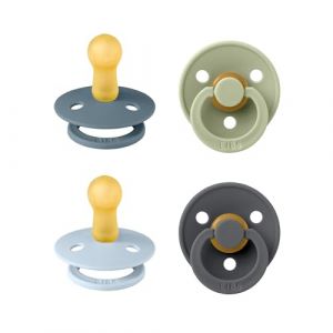 BIBS Sucettes Colour 4 pcs. 6-18 mois dans Petrol, Sage, Baby Blue, Iron