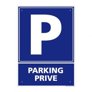 Panneau de signalisation prépercé PVC ou ALU rectangulaire + kit de fixation - Parking privé - ALU 2 mm - 150 x 210 mm