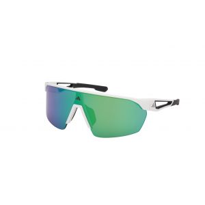 Adidas Sport Unisex SP0103 ANEMO 21Q Lunettes de soleil Inject&eacute; Blanc Vert Masque Normale