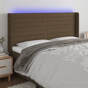 VidaXL Hoofdbord LED 163x16x118/128 cm stof donkerbruin3124197