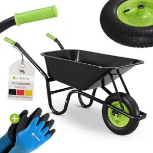 Juskys brouette Garden - Volume de 100 litres - 210 kg - pneus gonflables avec Jante en métal - Cuve galvanisée - brouette de Jardin, brouette à Pousser, brouette de Transport