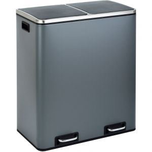 Svita - TM2X30 Poubelle Corbeille à papier 60 l Poubelle de tri gris