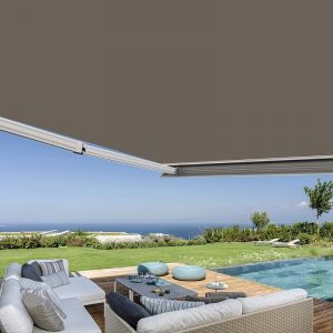 Store banne coffre intégral 4 x 3,5 m motorisé et manuel extérieur pour terrasse - Taupe