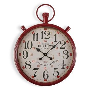 Image de Versa Bridgetown Horloge murale, 60x4x44cm - Rouge et Beige