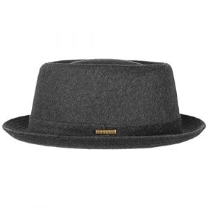 Stetson Chapeau Wool Pork Pie Femme/Homme - Made in Italy en Laine de Feutre Porkpie avec Doublure, Doublure Automne-Hiver - 56 cm Anthracite
