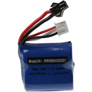 Vhbw Batterie Compatible Avec Skytech H102, H106, H120 Modéle Rc (600mah, 7,4v, Li-Ion, 40 X 38 X 21 Mm)