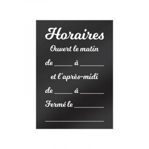 Panneau pvc 'horaires' fond noir brillant format A4 - Multicolour