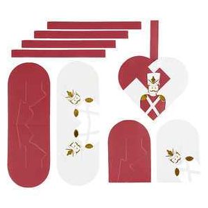Creotime Coeurs tissés 12,5x11,5 cm - Blanc, Doré et Rouge - Set pour 8 c?urs