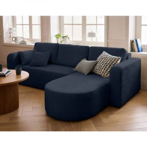 Bestmobilier - Miro - canapé d'angle réversible - 4 places - convertible avec coffre - en velours texturé - bleu - Bleu