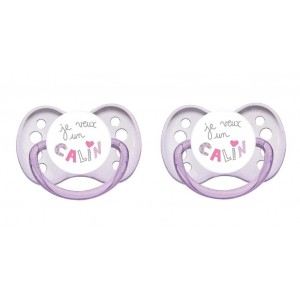 Luc et Léa Sucette symétrique "Les p'tits mots doux" en silicone (6 mois +)