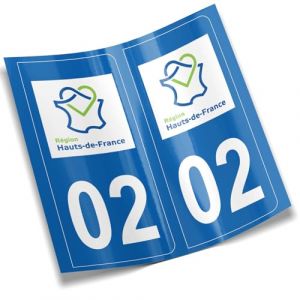 2 autocollants stickers plaque immatriculation voiture départements France
