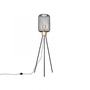 Qazqa Mayelle - Lampadaire Moderne - 1 lumi&egrave;re - H 144 cm - Noir - Moderne - &Eacute;clairage int&eacute;rieur - Salon I Chambre I Cuisine I Salle &agrave; manger - Noir