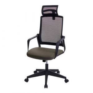 Chaise de bureau MENDLER HWC-J52 appui-t&ecirc;te ergonomique similicuir vert-olive