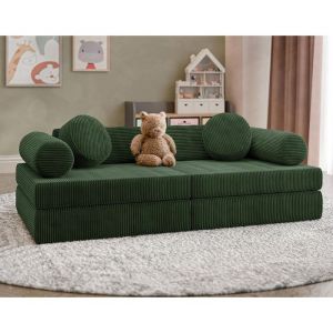 Ines - canapé droit 2 places en velours côtelé - vert