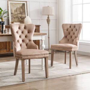 Lot de 2 Chaise de salle à manger - chaise de cuisine chaise de salon avec heurtoir unique à l'arrière chaise rembourrée pieds en bois massif