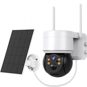 Caméra de sécurité, Caméra extérieure avec panneau solaire, sans fil, Wifi Smart Étanche IP66, 1080P HD