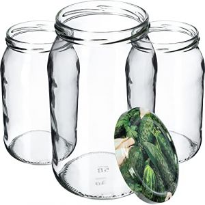 Kadax - Lot de 8 bocaux de conservation en verre pour couvercle à visser - 900 ml - Pour confiture, conservation, cornichons, K5198