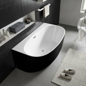Sanita Baignoire ilot murale noire en acrylique 140 cm – Belina