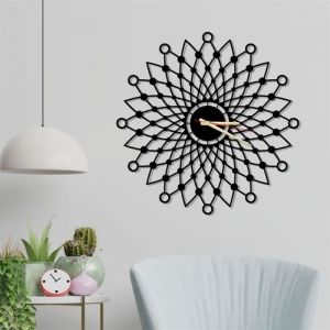 Circulaire Horloge en m&eacute;tal noir - 50cm - DEKORY