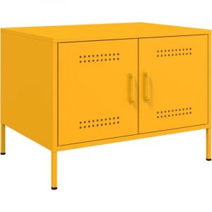 VidaXL Table basse jaune moutarde 68x50x50,5 cm acier lamin&eacute; &agrave; froid, table d'appoint, table de salon, table &agrave; th&eacute;, bout de canap&eacute;, table lat&eacute;rale