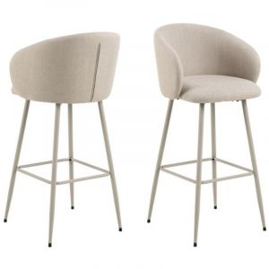Hellin Tabourets de bar avec accoudoirs en tissu beige (lot de 2) - BLAIR