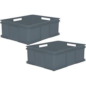 Keeeper Eurobox Lot de 2 boîtes de Rangement xxl en Plastique écologique (pp) 52 x 43 x 28 cm 54 l Gris, 52x43x28 cm c/u