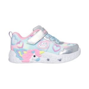 Skechers Gar&ccedil;on Fille Unicorn Charmer Lil Heart Basket, Silver Sparkle Mesh/Multi Trim, 23 EU