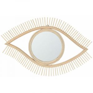 Beliani Miroir mural &oelig;il en bambou clair 50 x 80 cm SOYOPA
